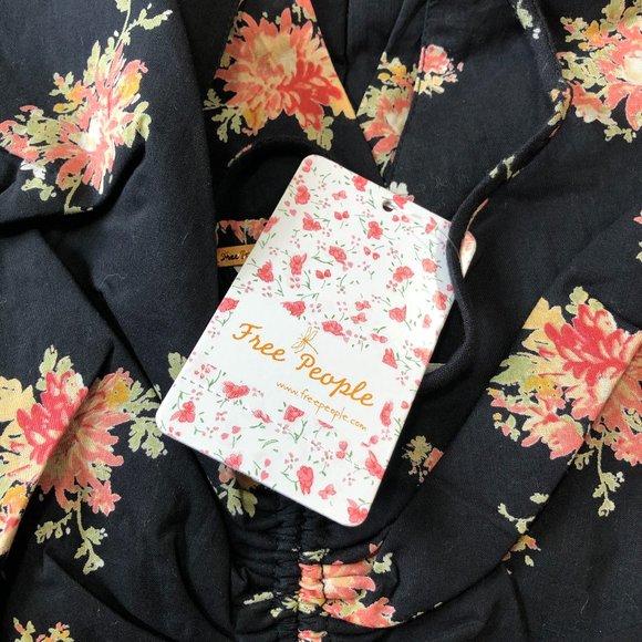 FREE PEOPLE Floral Black Sea Glass Midi Dress - Picture 6 of 7